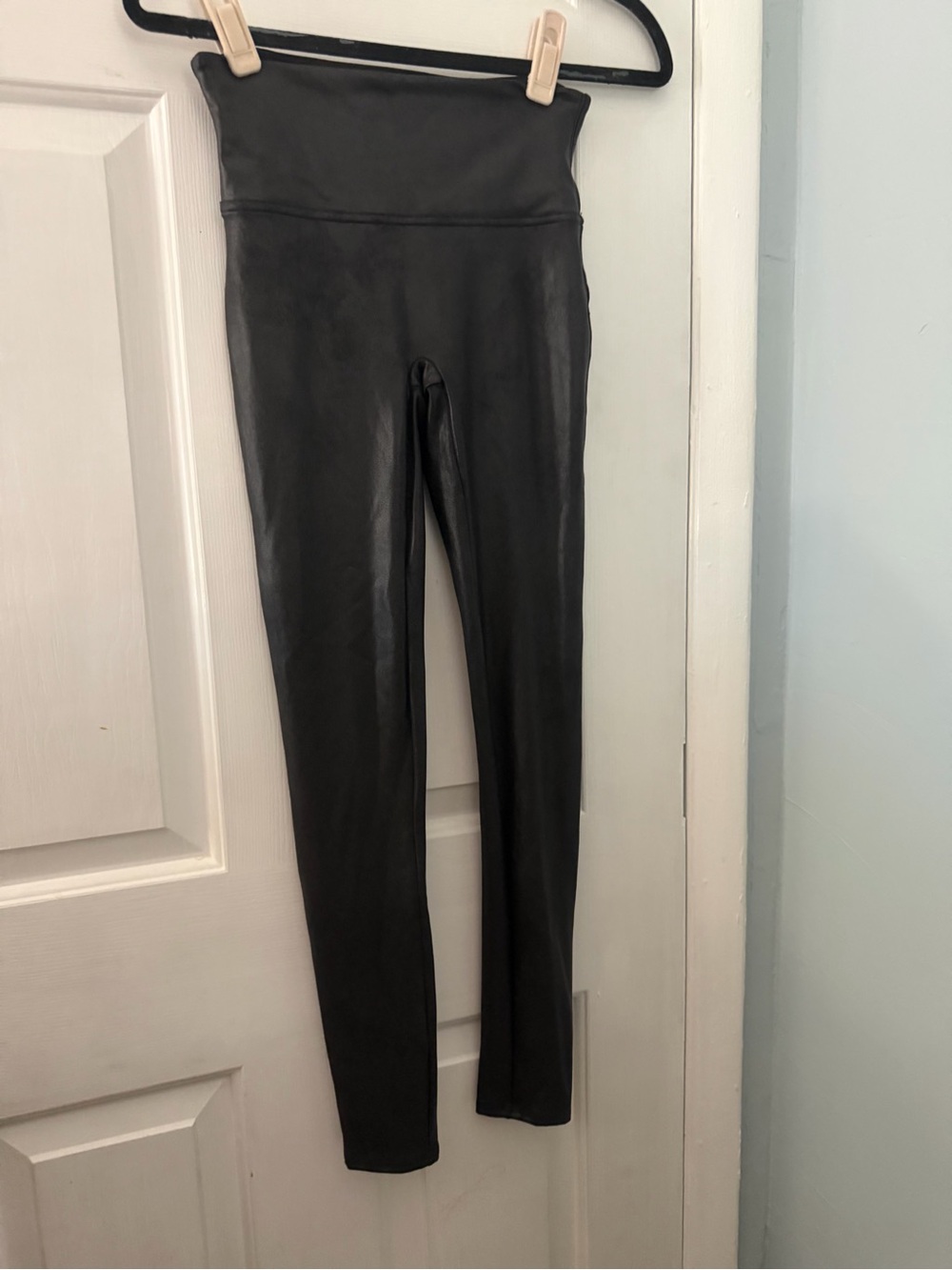 SPANX Faux Leather High-Rise Leggings Black Small Petite